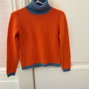 United Colors Of Benetton Orange and Blue Turtleneck Sweater